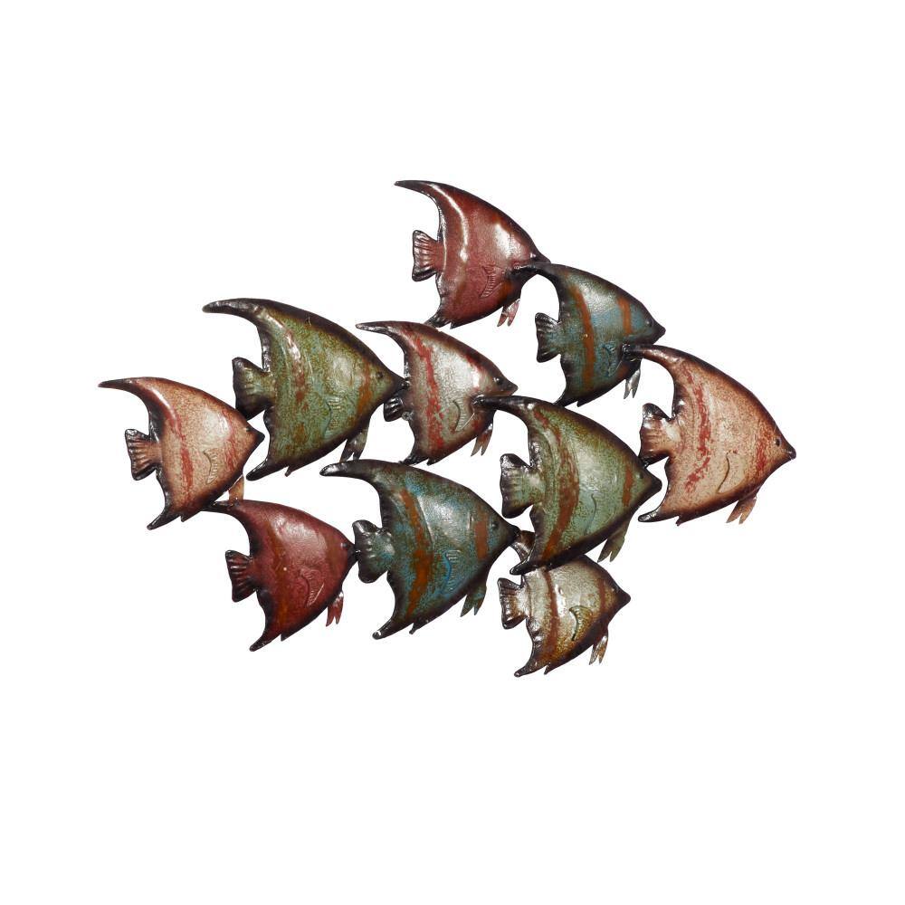 Litton Lane Metal Multi Colored Indoor Outdoor Fish Wall Decor