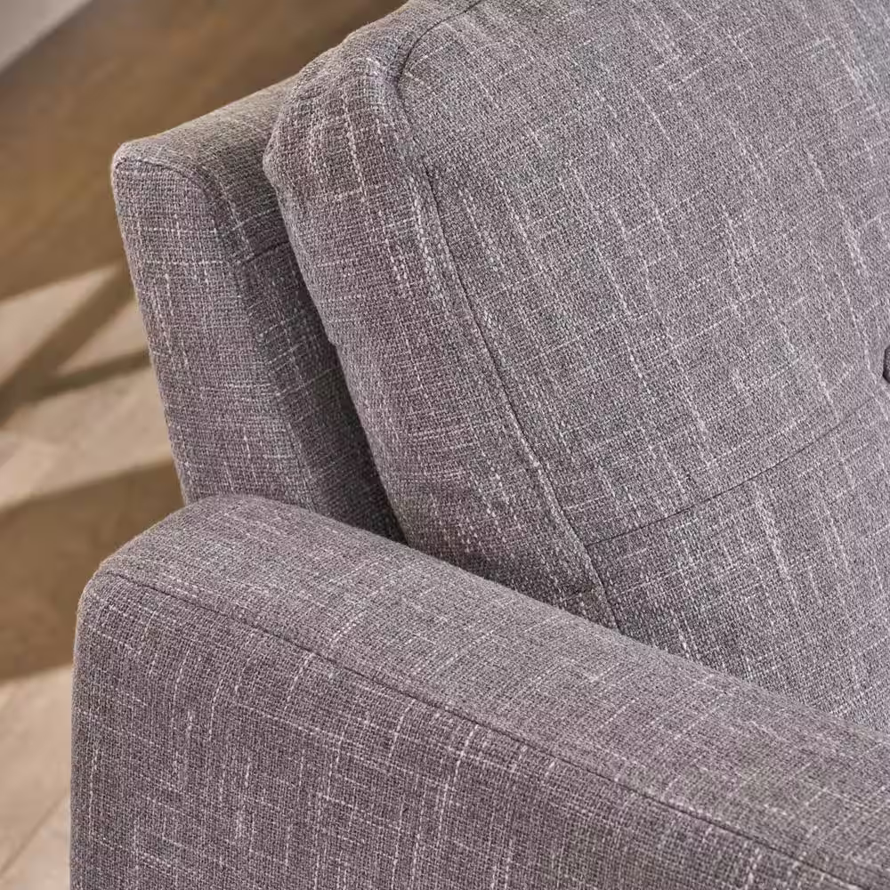 Noble House 7-Piece Gray Tweed/Dark Brown Polyester 6-Seater L-Shaped Sectional Sofa with Wood Legs