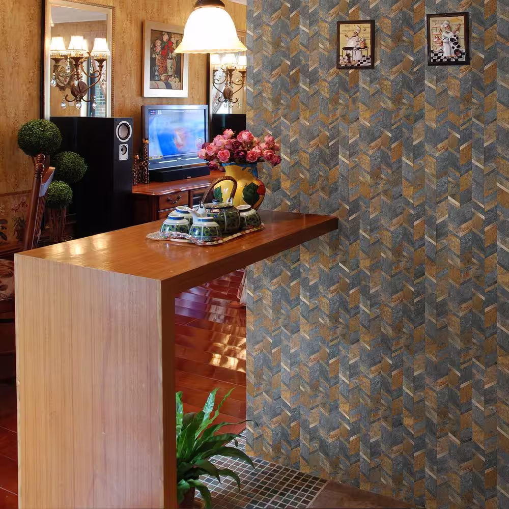 Ivy Hill Tile Luxe Core Chevron Copper 11.02 in. x 11.41 in. SPC Peel and Stick Tile (0.87 Sq. Ft. / Sheet)