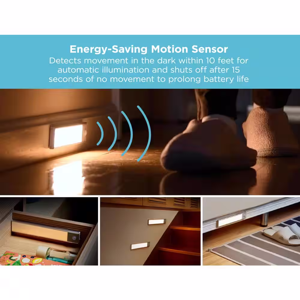 BLACK+DECKER 9 in. LED Warm White 2-Bar Rechargeable Under Cabinet Lighting Kit