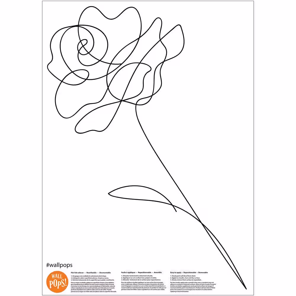 WallPops Black Sweet Rose Wall Decal