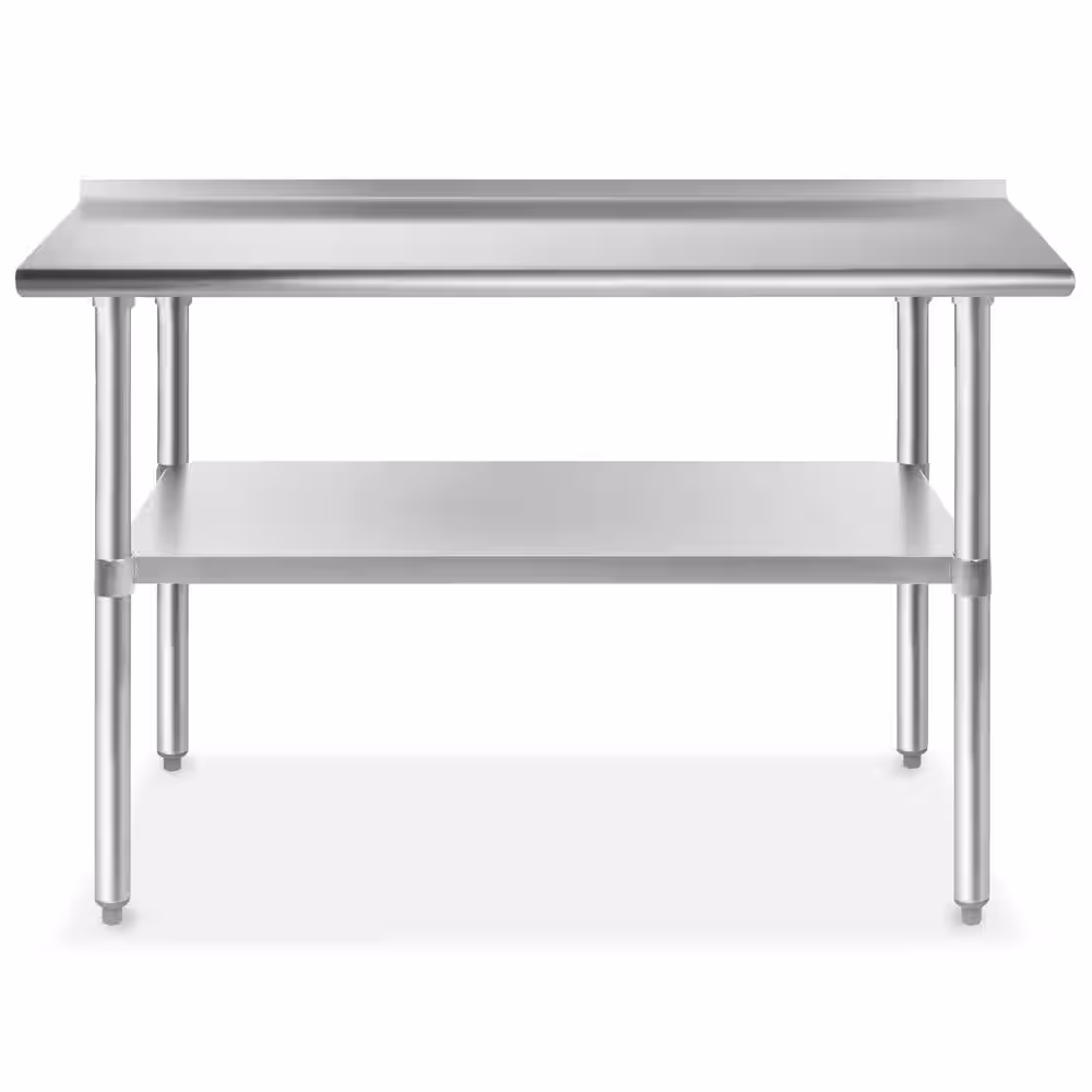 GRIDMANN 72 x 30 in. Stainless Steel Kitchen Utility Table with Backsplash and Bottom Shelf