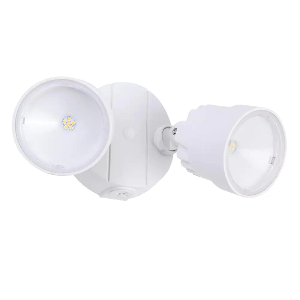 LUTEC 2-Light White Outdoor Integrated LED Wall or Eave Mount Flood Light