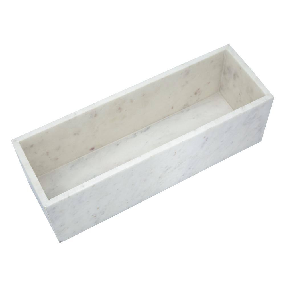 A & B Home Rectangular White Marble Tray 15 in. W x 5 in. L x 5 in. H