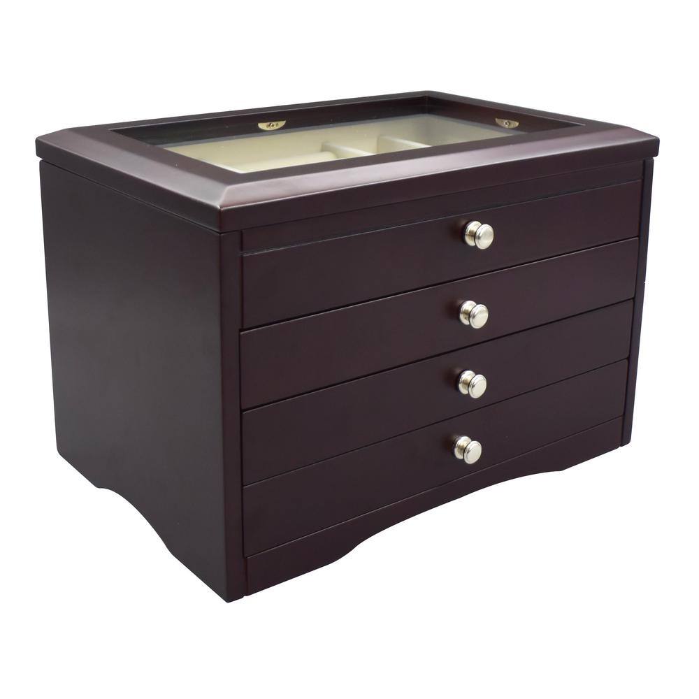 None Elegant Glass Lift Top Java Jewelry Box