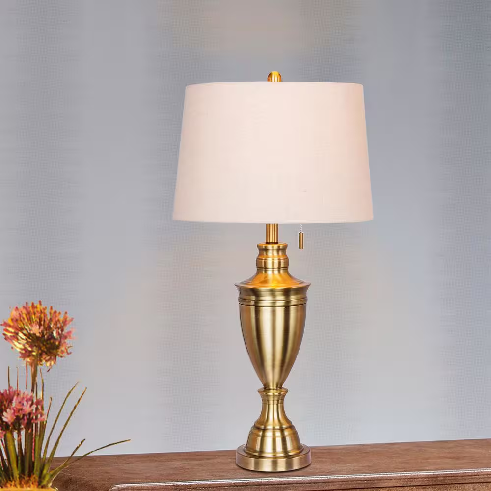 Fangio Lighting 31 in. Classic Urn Antique Brass Table Lamp