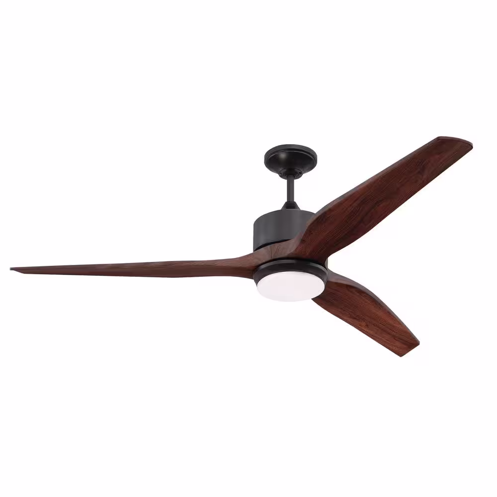 CRAFTMADE Mobi 60 in. Indoor/Outdoor Oiled Bronze Finish Ceiling Fan with Integrated LED Light and Remote/Wall Control Included