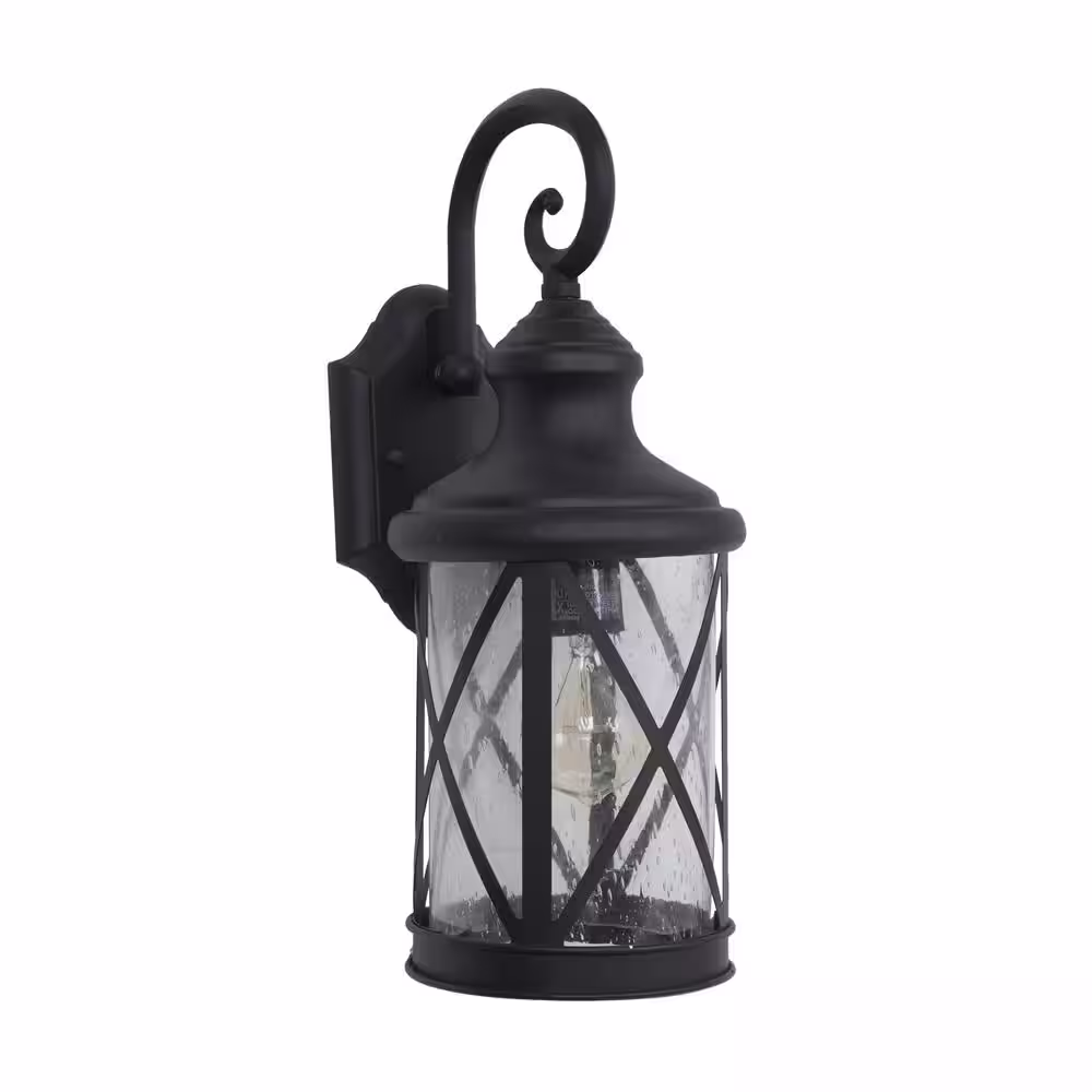 Yosemite Home Decor 1-Light Exterior Wall Lantern Sconce in Black Finish Size