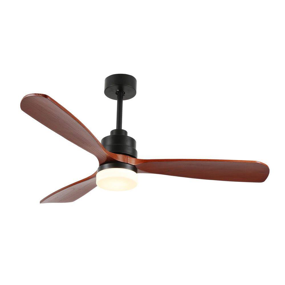 Oaks Aura Novella 52in. Indoor LED 6-Speed Solid Wood Walnut Reversible Japandi-Zen Ceiling Fan With Light, Latest DC Motor