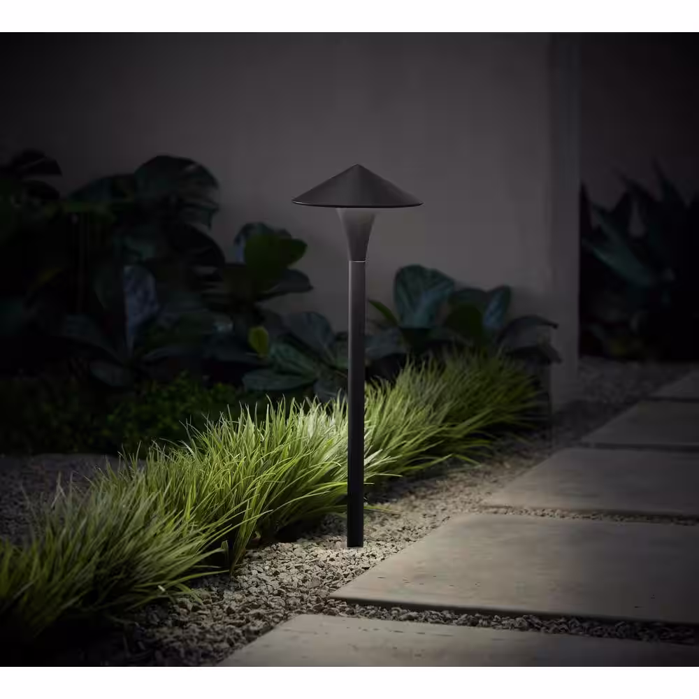 Hampton Bay Anderson Low Voltage Matte Black MR11 LED Bulb Weather Resistant Outdoor Landscape Hat Path Light