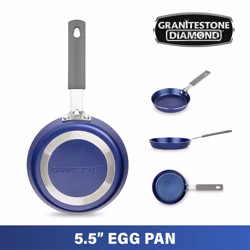 GRANITESTONE Classic Blue 5.5 in. Aluminum Non-Stick Diamond Infused Mini Fry Pan