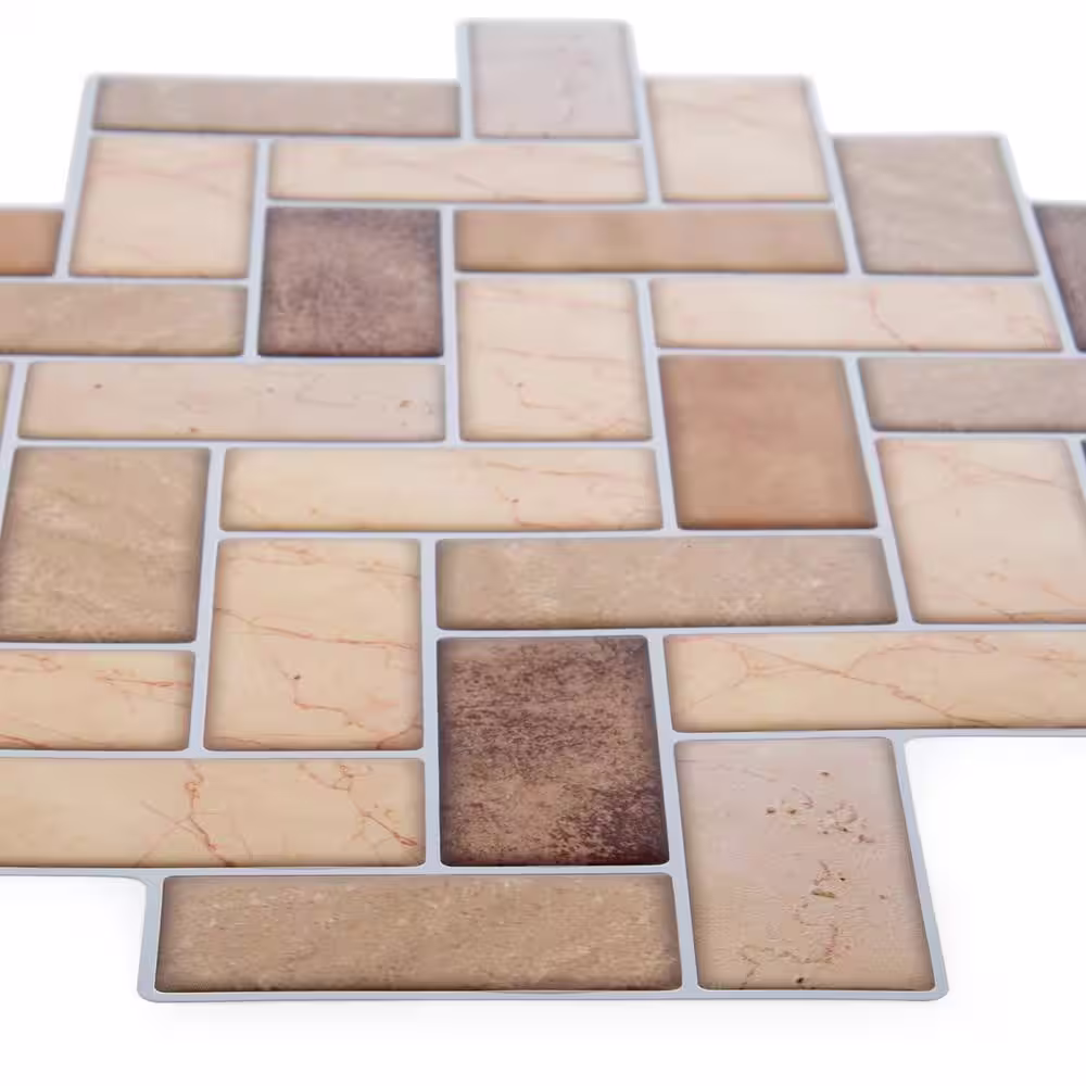 None Self-Adhesive Peel and Stick Herringbone Backsplash Wall Tiles