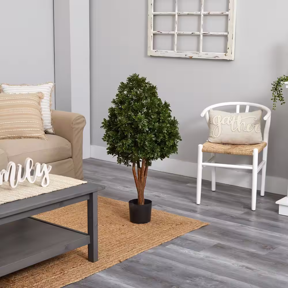 Nearly Natural Indoor/Outdoor 41 in. Tea Leaf Artificial Tree UV Resistant