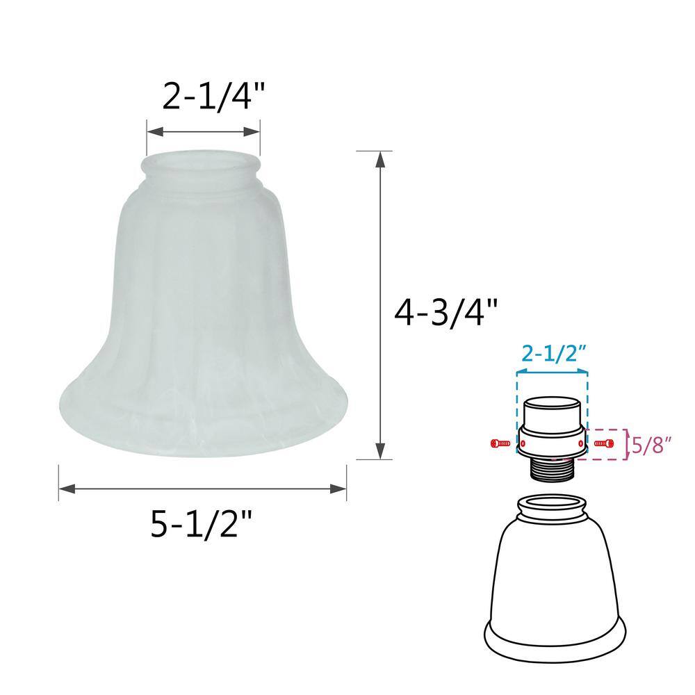 ASPEN Creative CORPORATION:Aspen Creative Corporation 4-3/4 in. Faux Alabaster Bell Shaped Ceiling Fan Replacement Glass Shade (4-Pack)