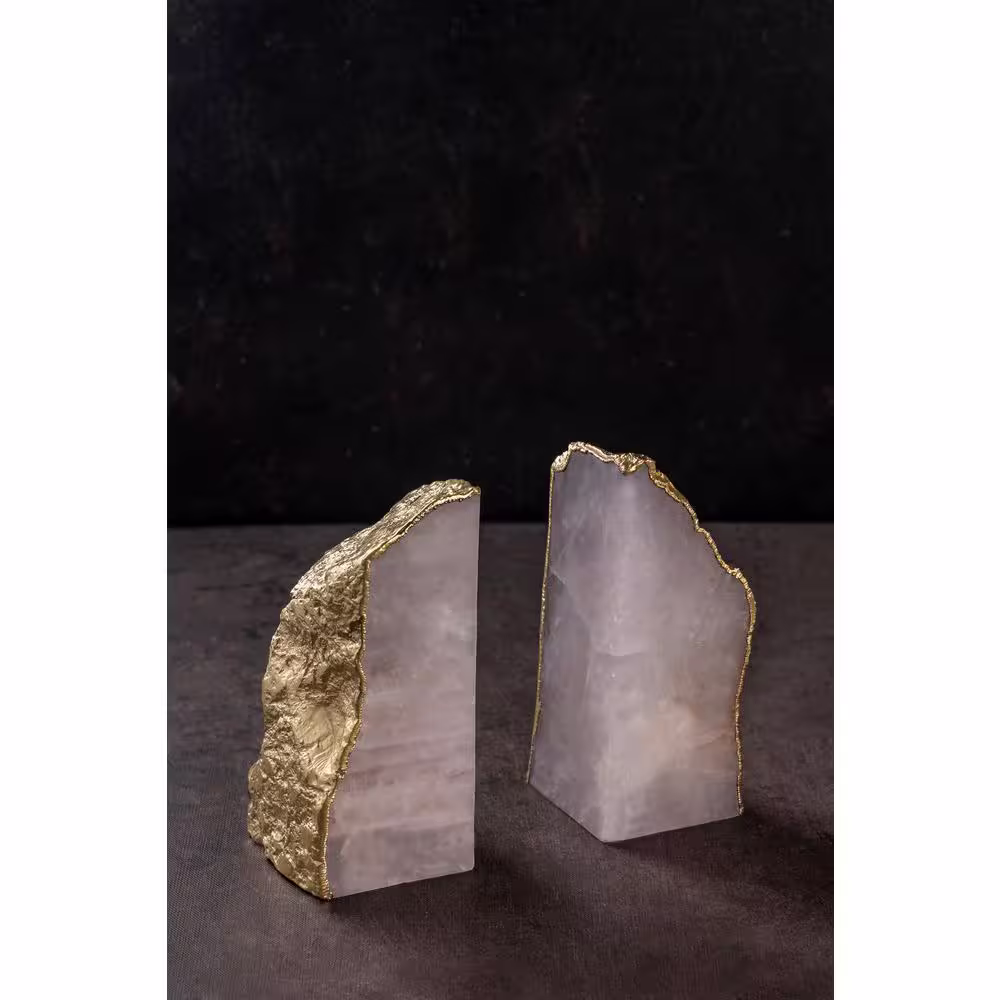 None Dazzle Rose Quartz Bookends - Set of 2