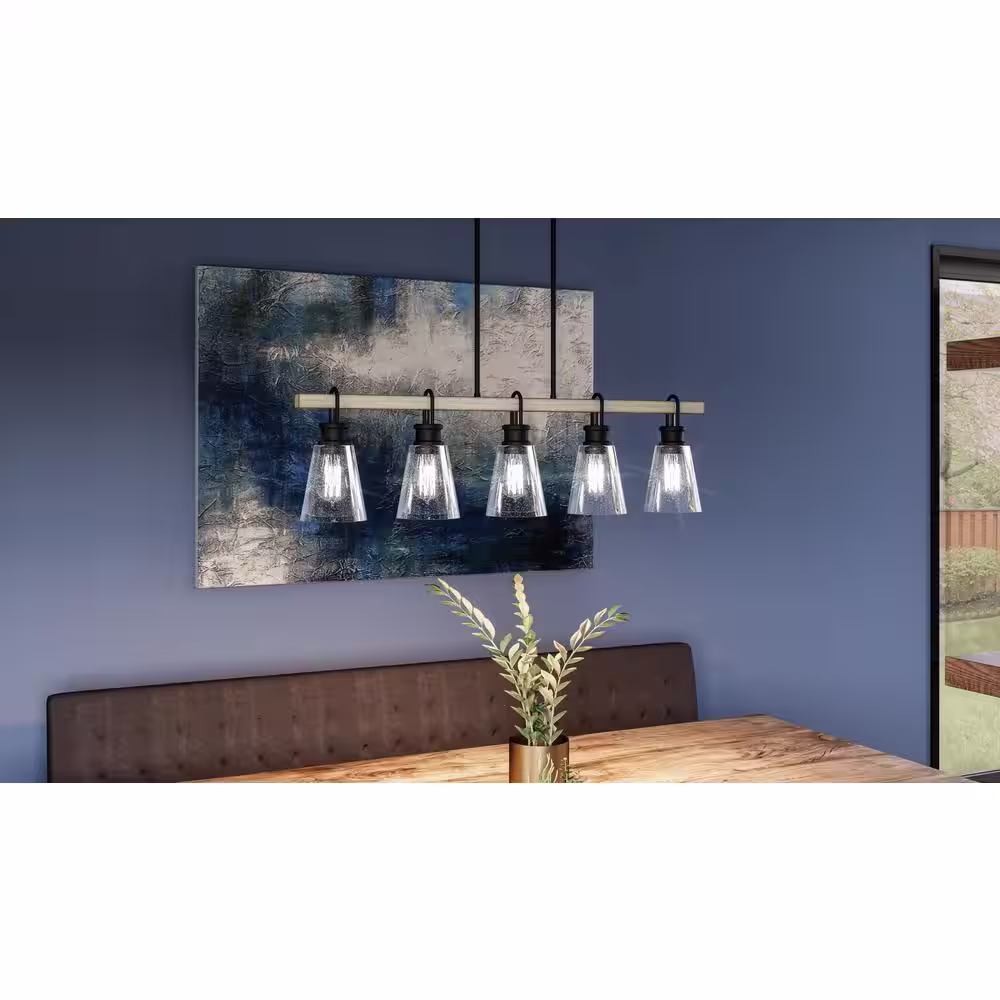 Quoizel Kingsbridge 5-Light Earth Black Chandelier with Clear Seeded