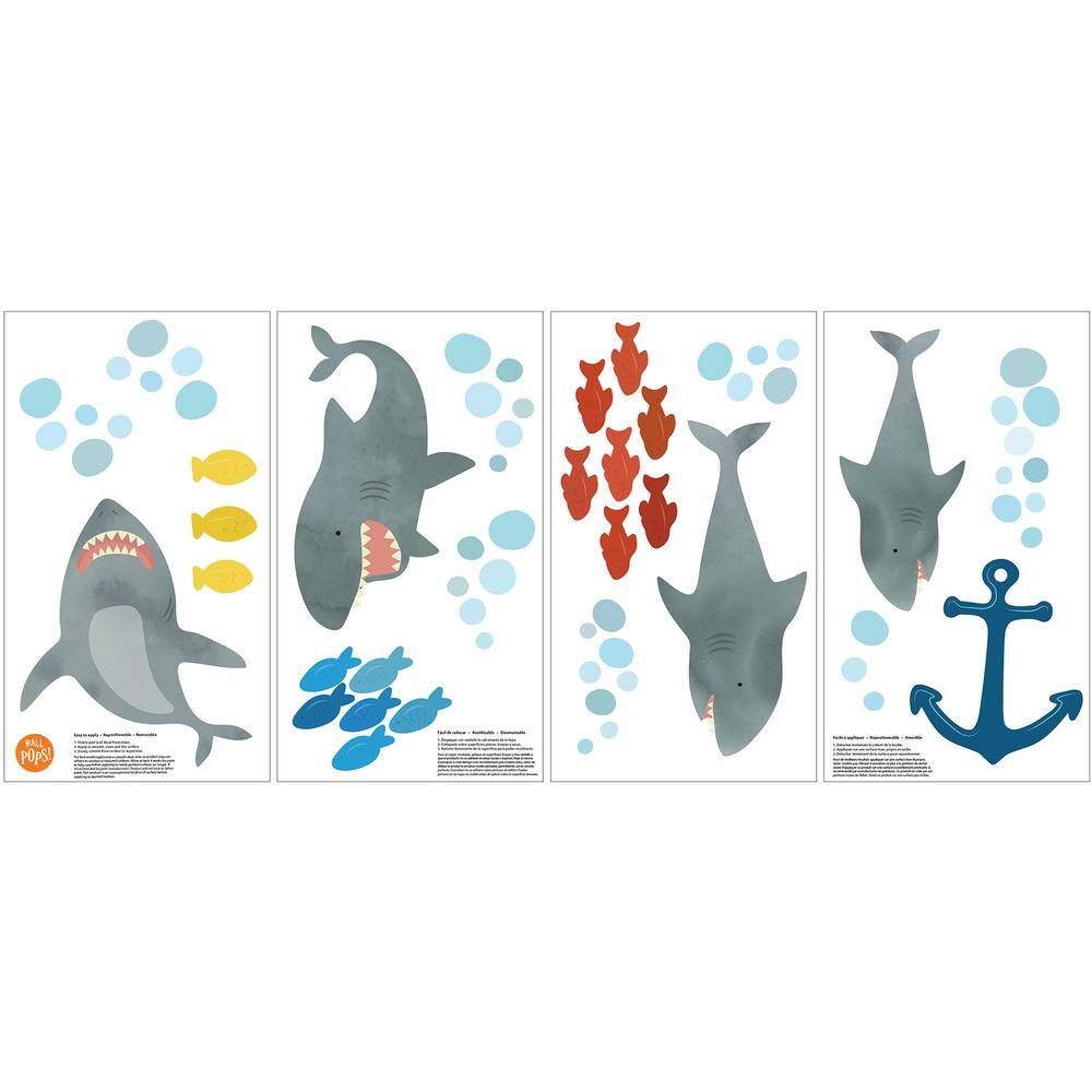 WallPops Multi-Color Shark Attack Wall Decal