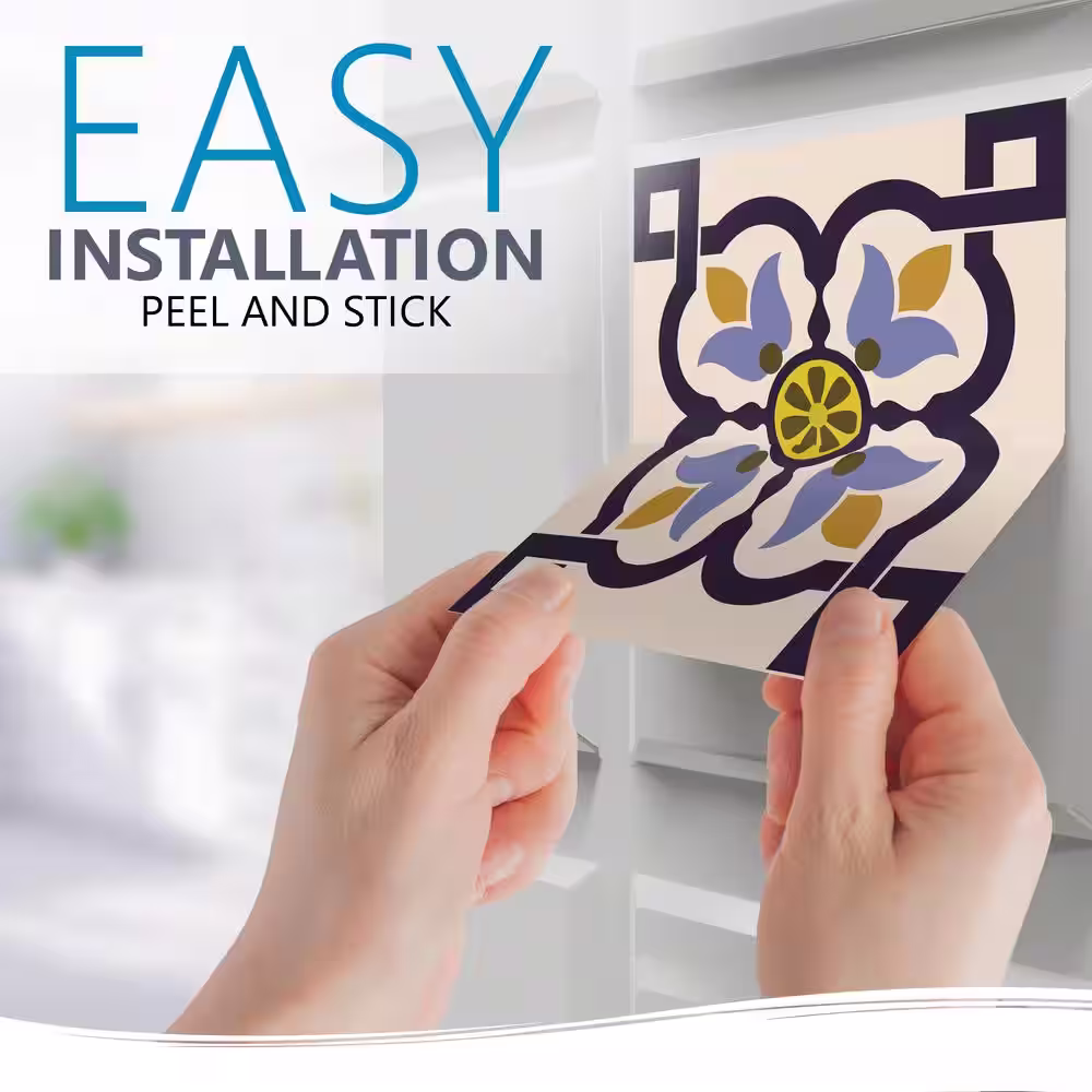 None Floral C 8 in. x 8 in. Vinyl Peel and Stick Tile (24 Tiles, 10.67 sq.ft./Pack)