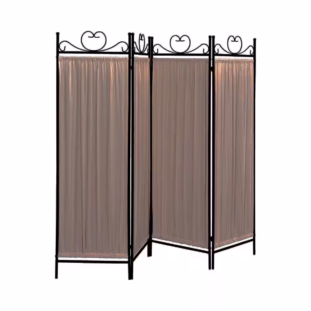 Coaster Home Furnishings Beige and Black 4-Panel Folding Screen