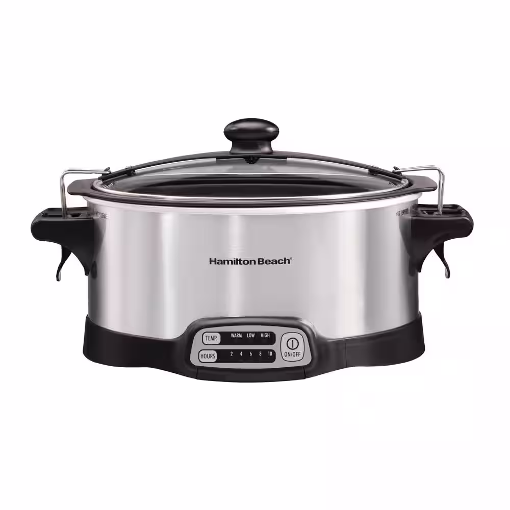 Hamilton Beach Stay or Go Stovetop Sear and Cook 6 Qt. Stainless Steel Slow Cooker