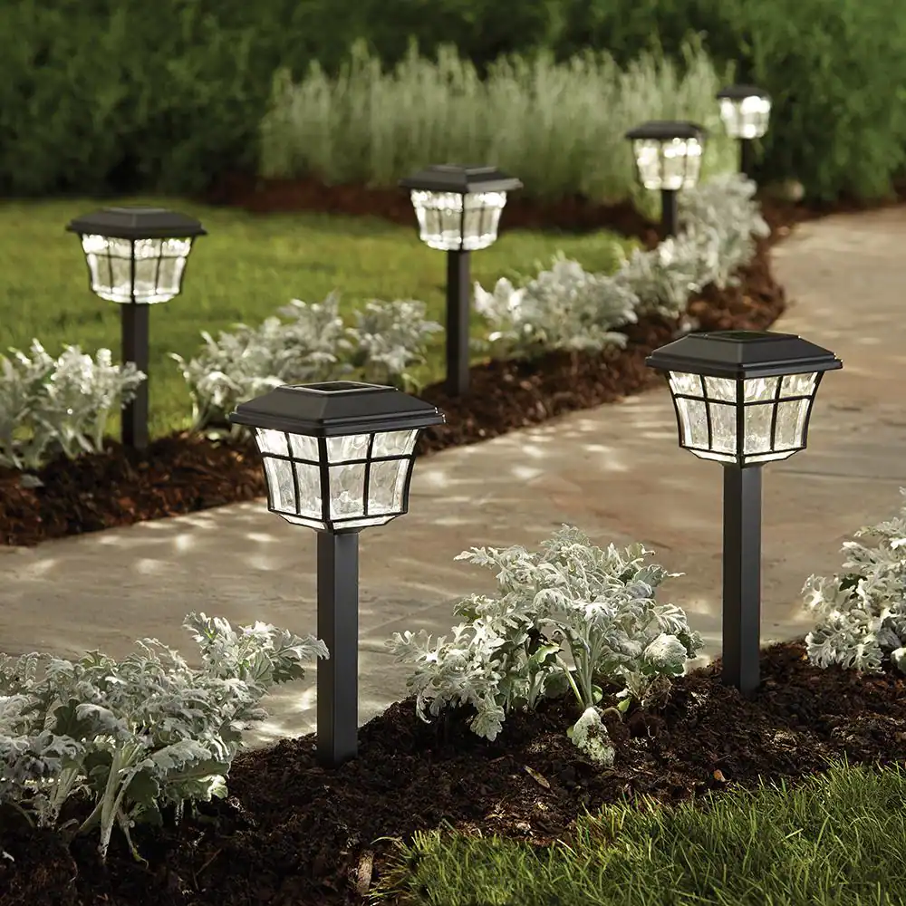 Hampton Bay Grant Solar 10 Lumens Dark Bronze Outdoor Integrated LED 3000K Warm White Landscape Path Light (6-Pack)