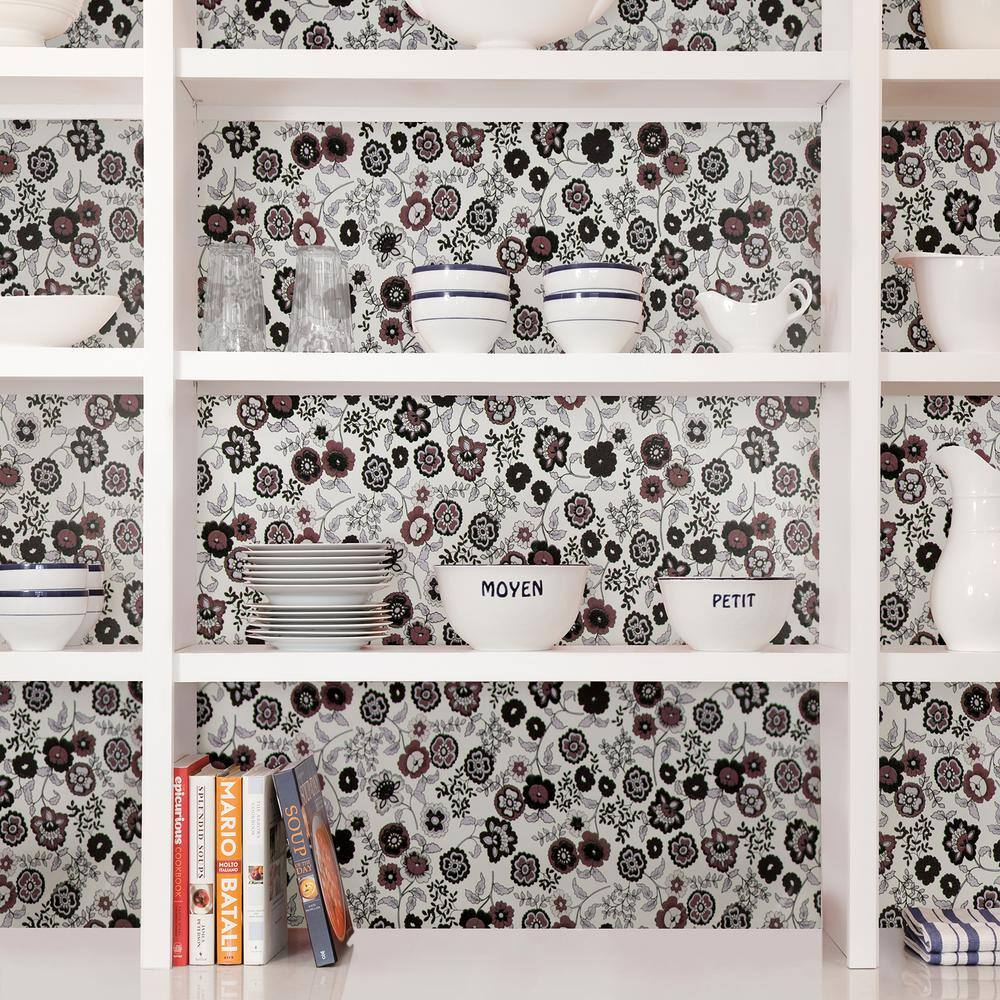 Fablon Fleur Grey Adhesive Film (Set of 2)