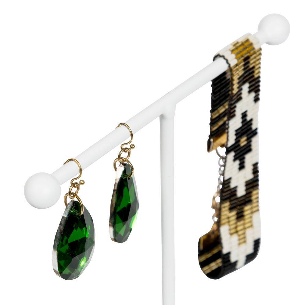 Honey-Can-Do 3-Tier White Geometric Jewelry Stand