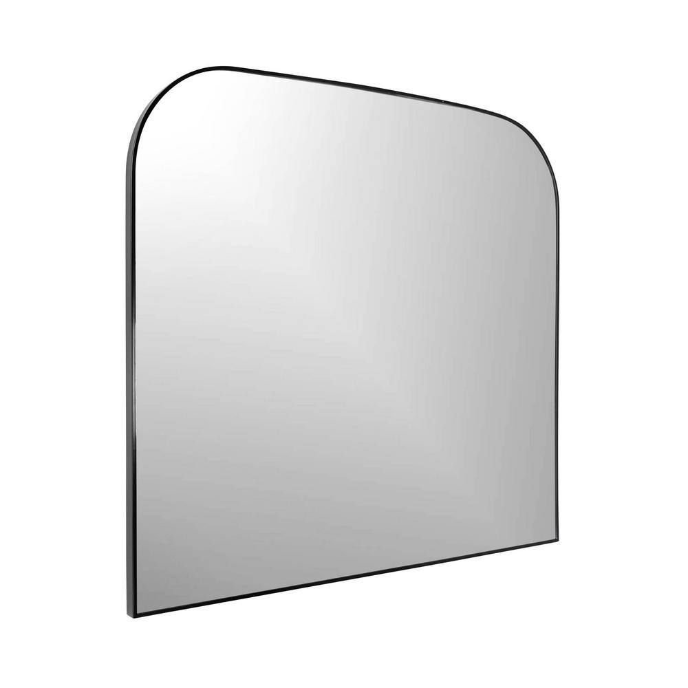 None Sierra, Modern Matte Black Mantel Wall Mirror 36 in. x 34 in.