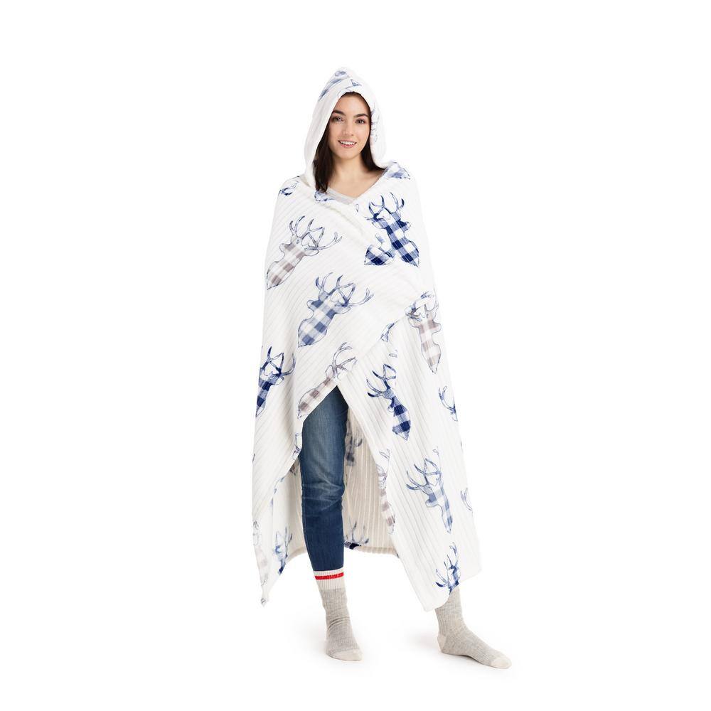 None Multi Print Polyester Hooded Throw