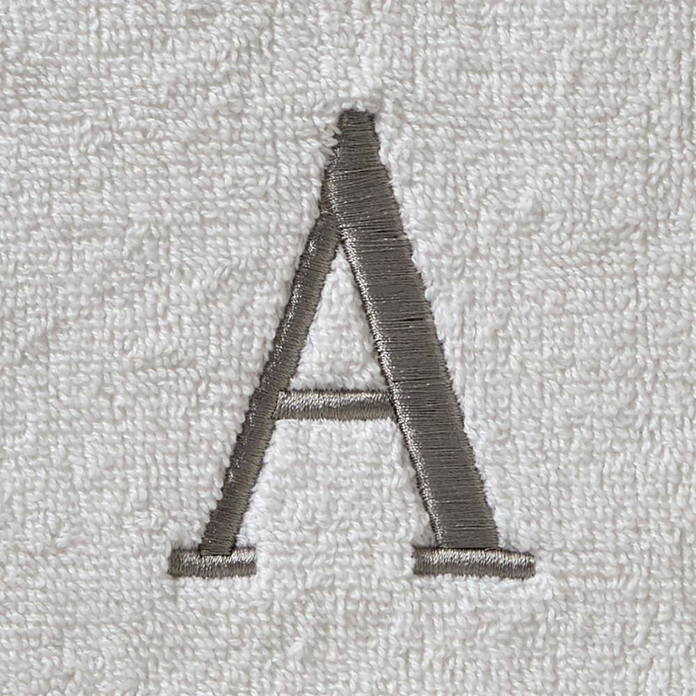 SKL Home Casual Monogram Letter A Hand Towel 2 piece set, white, cotton