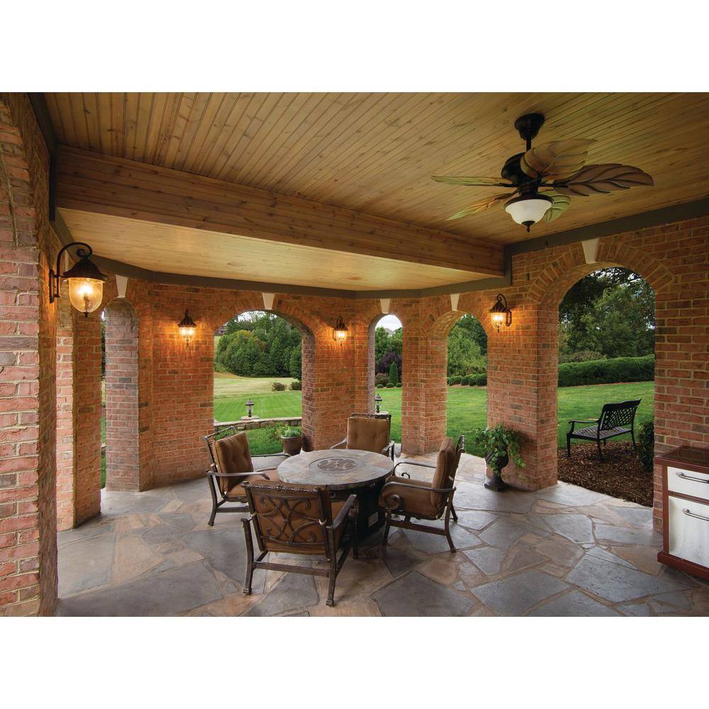 Progress Lighting AirPro 52 in. Indoor or Outdoor Antique Bronze Tropical Ceiling Fan with Palm Leaf Blades