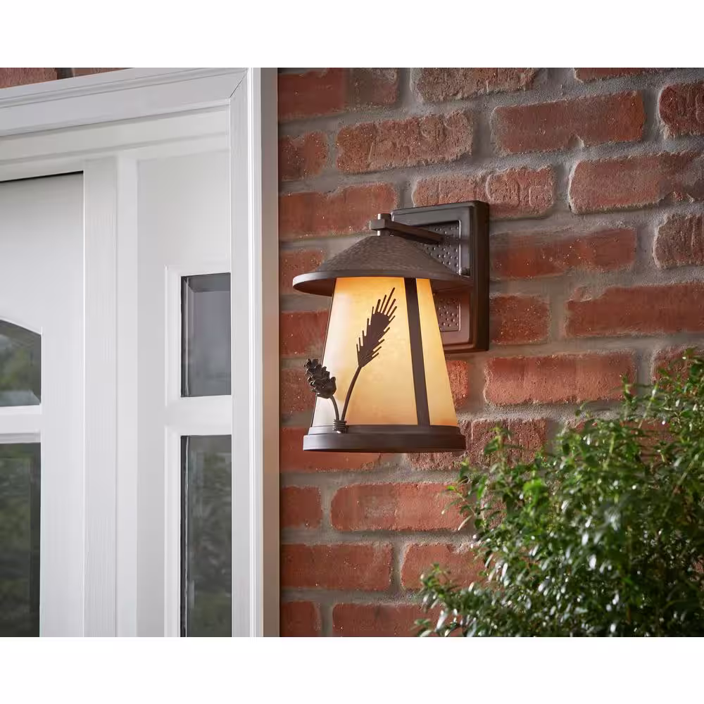 Home Decorators Collection Lodge 1-Light Weathered Spruce Outdoor Wall Lantern Sconce