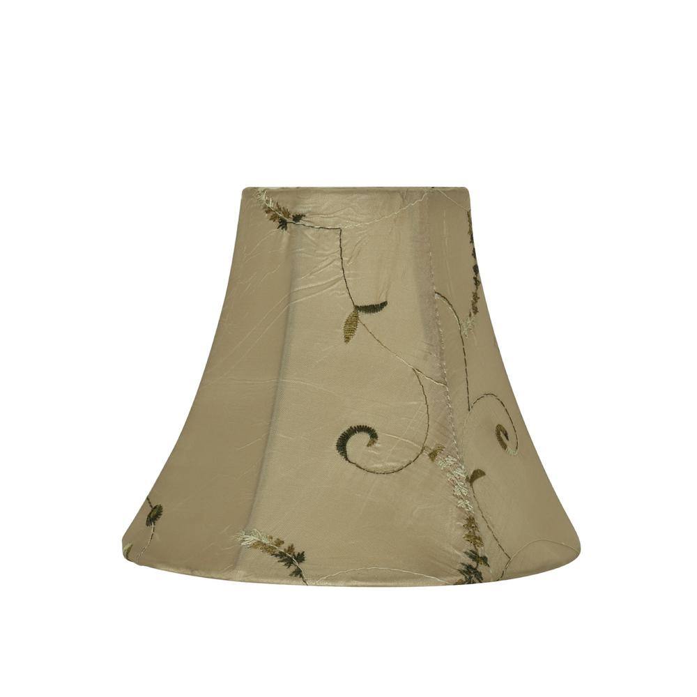 Aspen Creative Corporation 6 in. x 5 in. Gold and Floral Embroiderd Design Bell Lamp Shade (9-Pack)
