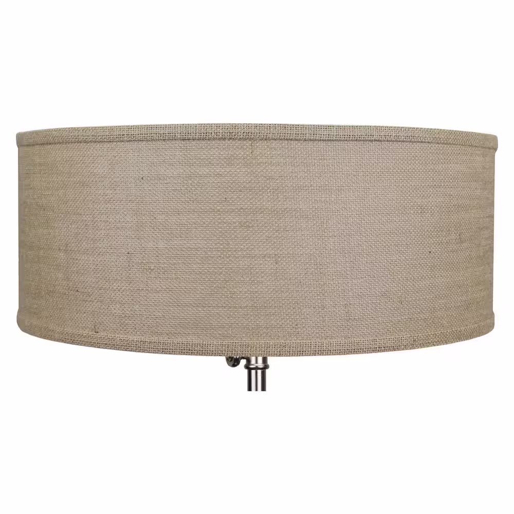 FenchelShades.com 18 in. Top Diameter x 18 in. Bottom Diameter x 7 in. H Burlap Natural Drum Lamp Shade