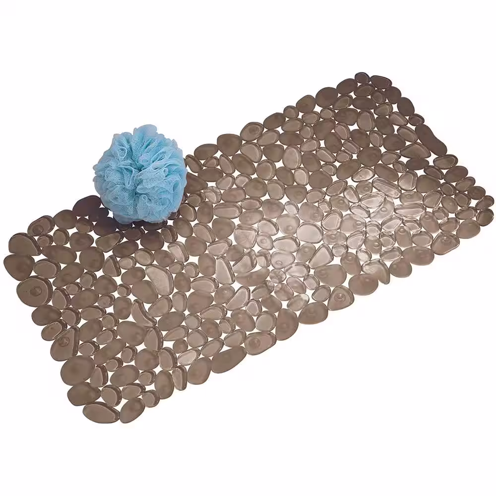 None 14.2 in. x 27.56 in. Brown Non-Slip Bathroom with Sucker Environmental and Non Fading Non-Toxic Bath Mat