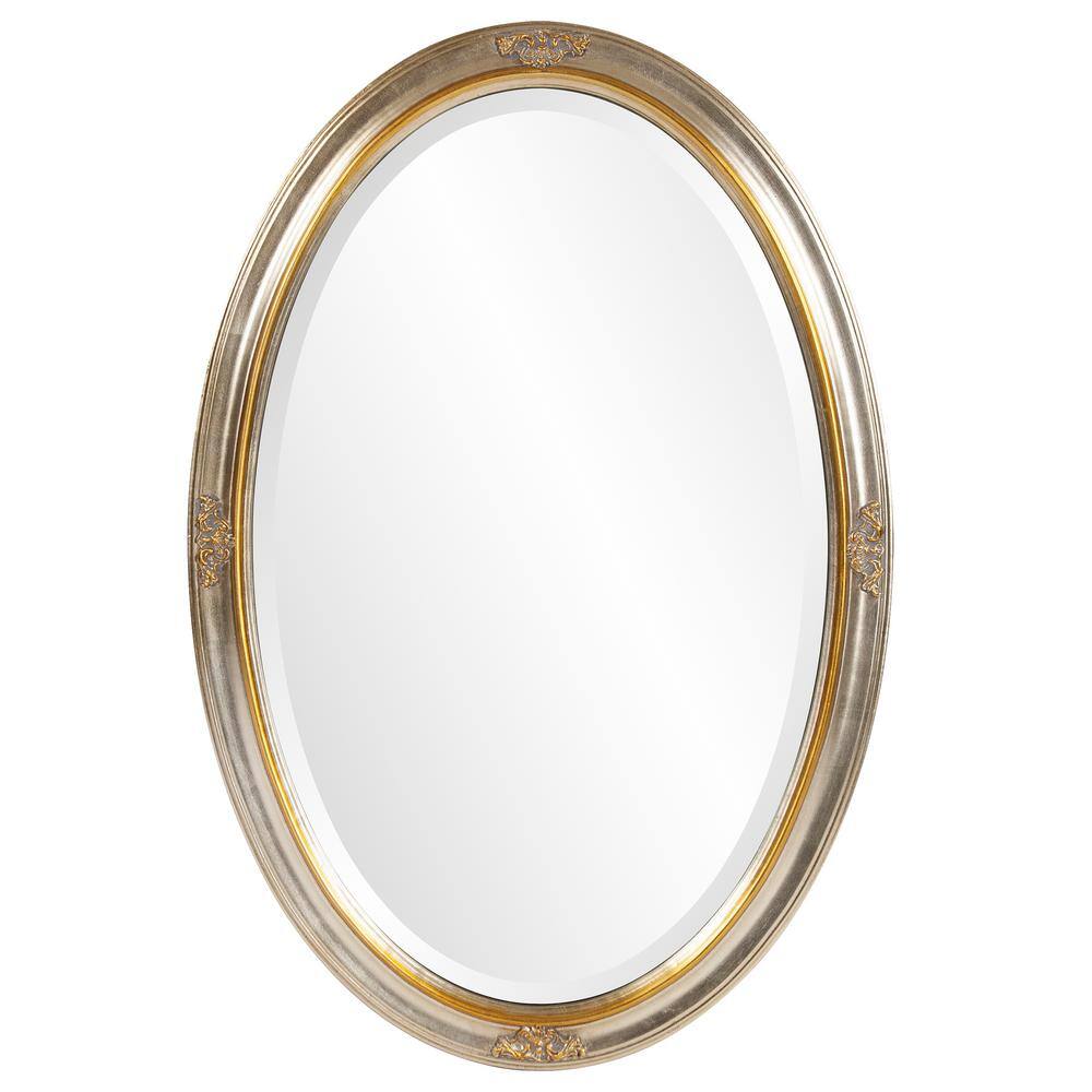 Marley Forrest Medium Oval Silver With Gold Inset Beveled Glass Classic Mirror (32 in. H x 22 in. W)