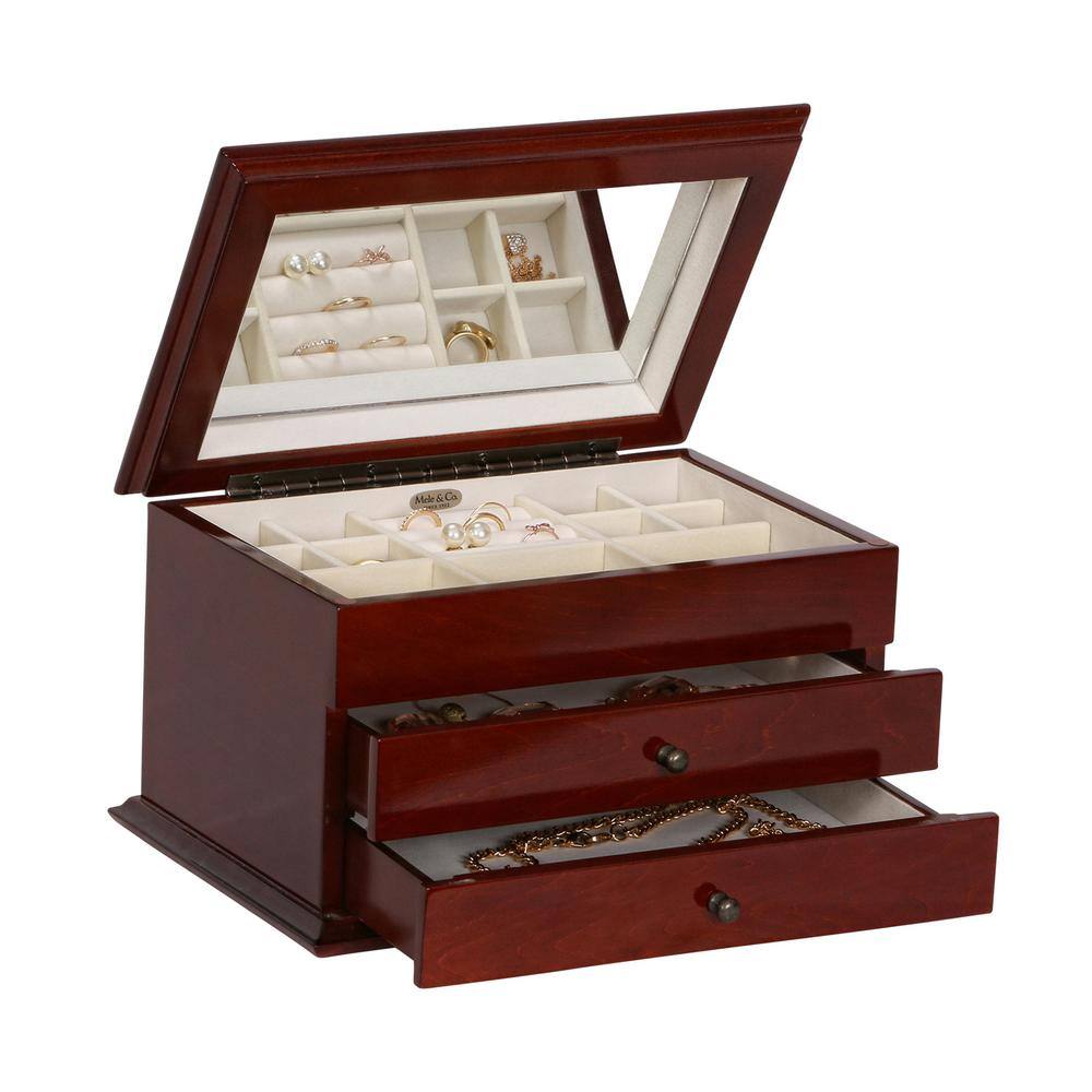 Mele & Co Brayden Walnut Finish Wooden Jewelry Box