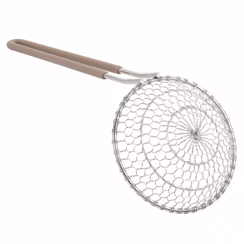 None Stainless Steel Spider Skimmer Kitchen Utensil with Nylon Handle in Light Taupe