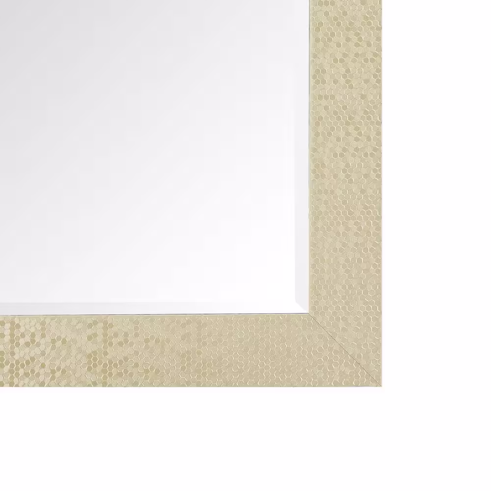 HOMESTOCK Gold 31.5 in. W x 65.5 in. H Mosaic Style Full Length Mirror Standing Hanging or Leaning, Modern Framed Mirror