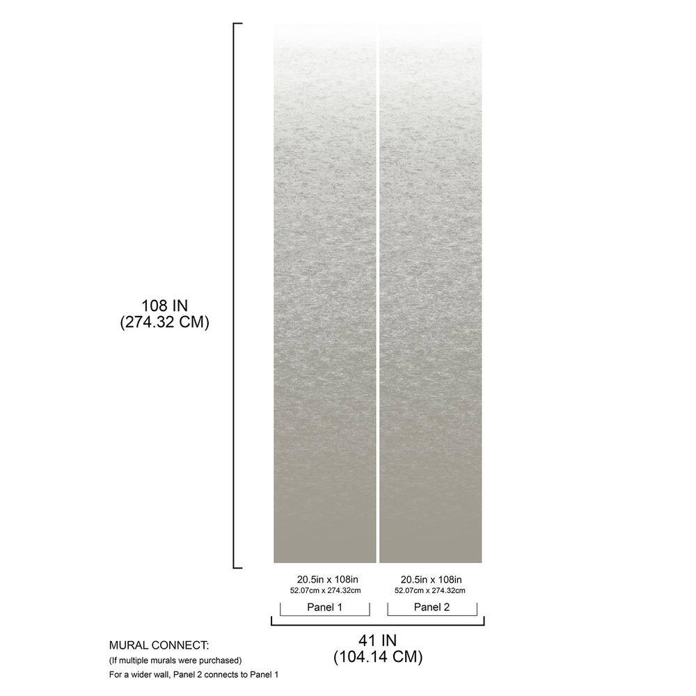 RoomMates White Grey Aura Ombre Abstract Peel and Stick Wall Mural