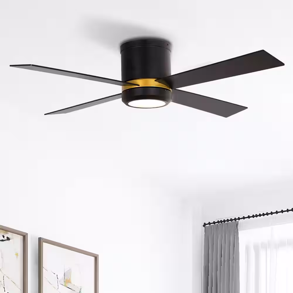CARRO Arlo 52 in. Integrated LED Indoor Black Smart Ceiling Fan with Light Kit and Wall Control, Works with Alexa/Google Home