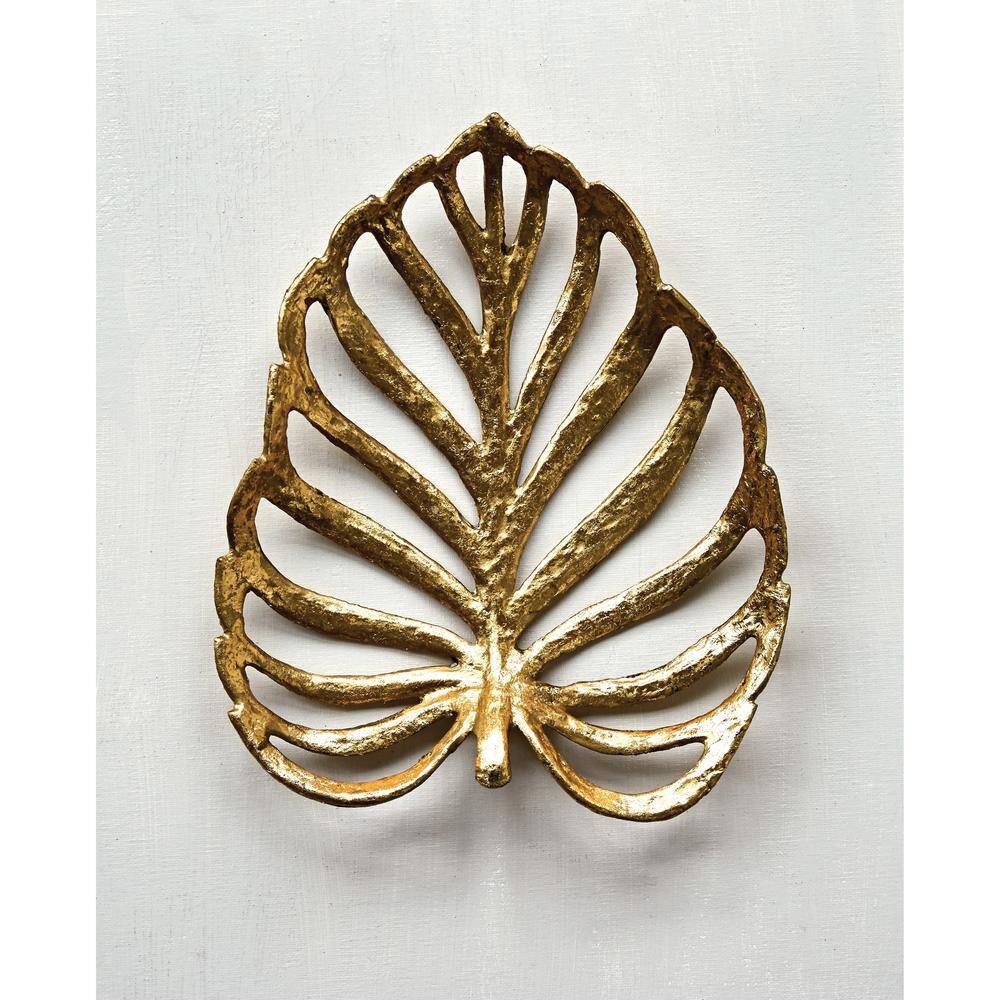 Storied Home Gold Leaf Cast Iron Decorative Leaf