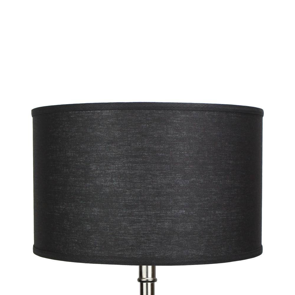 FenchelShades.com 18 in. Top Diameter x 18 in. Bottom Diameter x 11 in. H Designer Linen Black Drum Lamp Shade