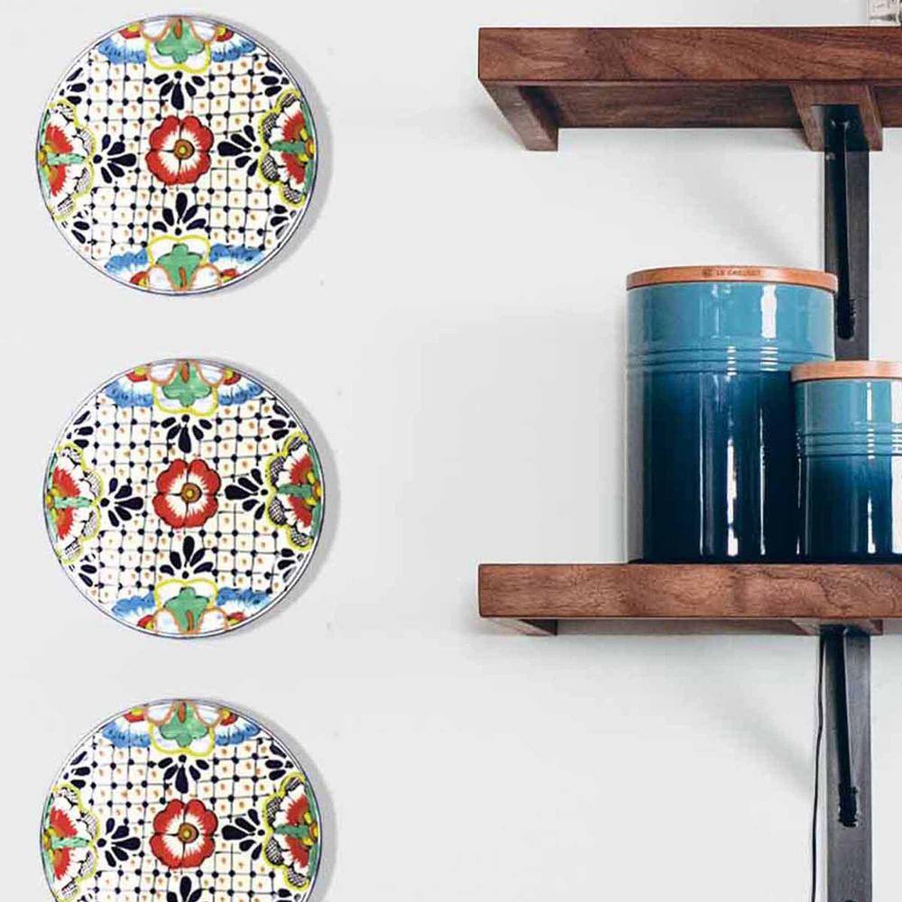 Global Crafts Mexican Dots and Flowers Pottery Trivet or Wall Decor