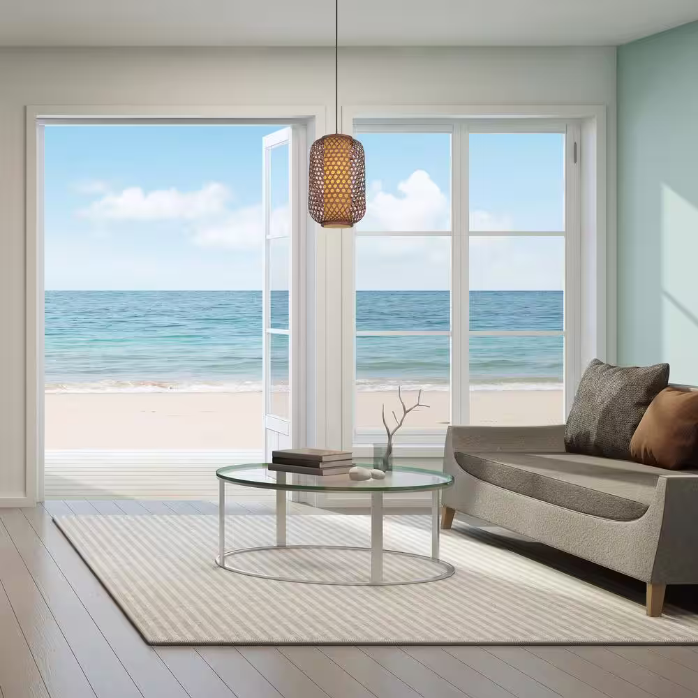 Designers Fountain Bodhi 60-Watt 1-Light Stained Cane Pendant with Black Accents