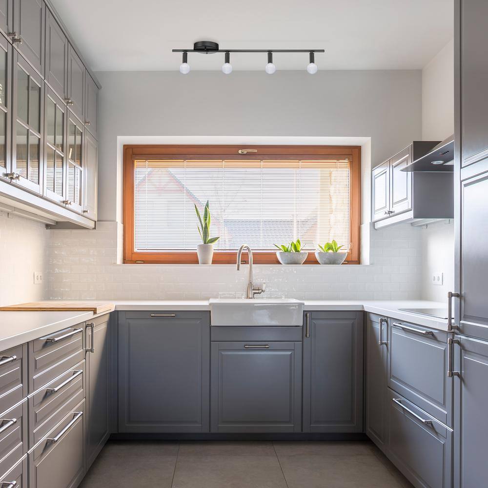 Globe Electric Monroe 2.36 ft. 4-Light Matte Black Slim Profile Fixed Track Lighting Kit