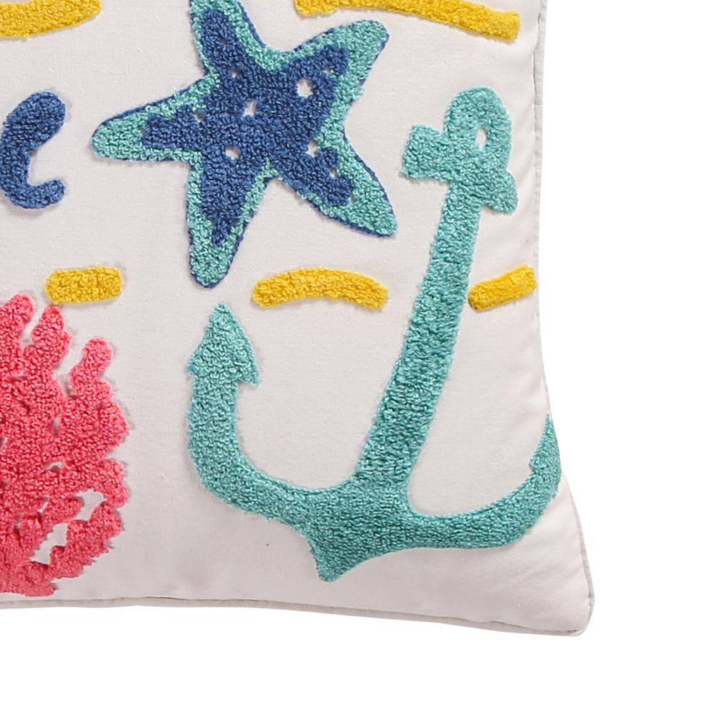 None Playa Vista Multicolor Beach Time Towel Stitch Coastal 18 in. x 18 in. Throw Pillow