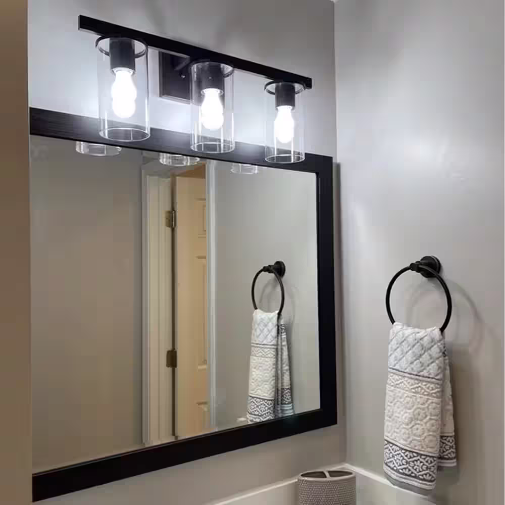 C Cattleya 3-Light Oil-rubbed Bronze Vanity Light with Clear Glass Shade