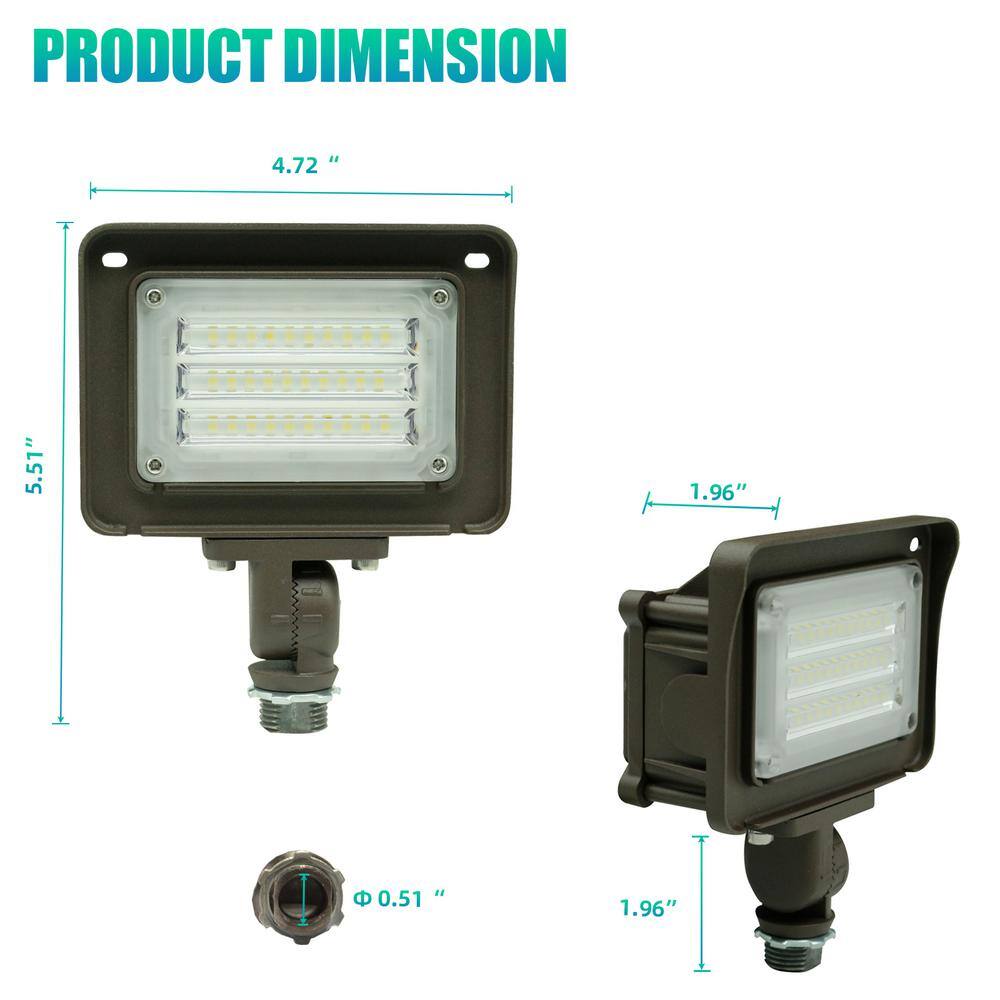 None 150-Watt Equivalence 120-Degree Bronze Integrated LED Outdoor Flood Light with Dusk to Dawn Photocell 5000k White