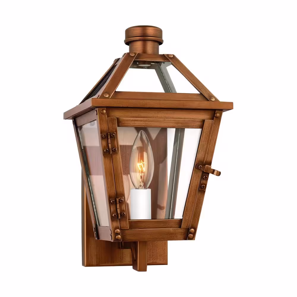 None Hyannis Copper Outdoor Hardwired Extra Small Wall Lantern Sconce with No Bulbs Included